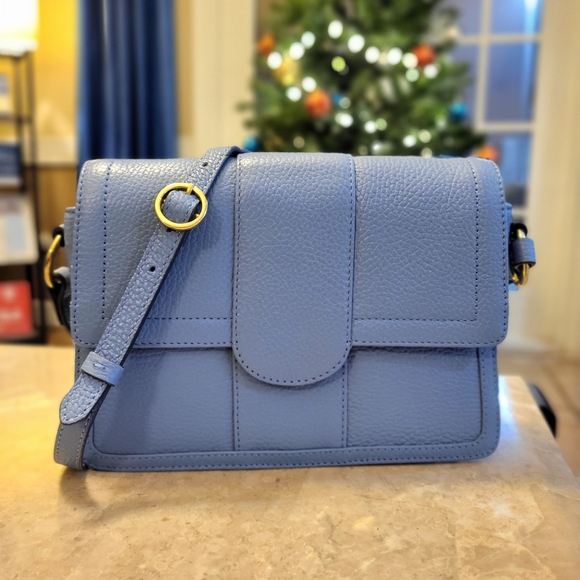 corder London Handbags - Corder London Emmeline Pebbled Leather Blue Crossbody Bag